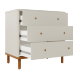 Cômoda Joy 3 Gavetas V2 – Areia_Madeira – Gav Aberta – AJUSTE MADEIRA