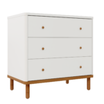 Cômoda Joy 3 Gavetas V2 – Branco_Madeira – AJUSTE MADEIRA