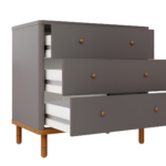 Cômoda Joy 3 Gavetas V2 – Fendi_Madeira – Gav Aberta – AJUSTE MADEIRA