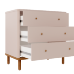 Cômoda Joy 3 Gavetas V2 – Rosa Old_Madeira – Gav Aberta – AJUSTE MADEIRA