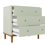 Cômoda Joy 3 Gavetas V2 – Verde Old_Madeira – Gav Aberta – AJUSTE MADEIRA