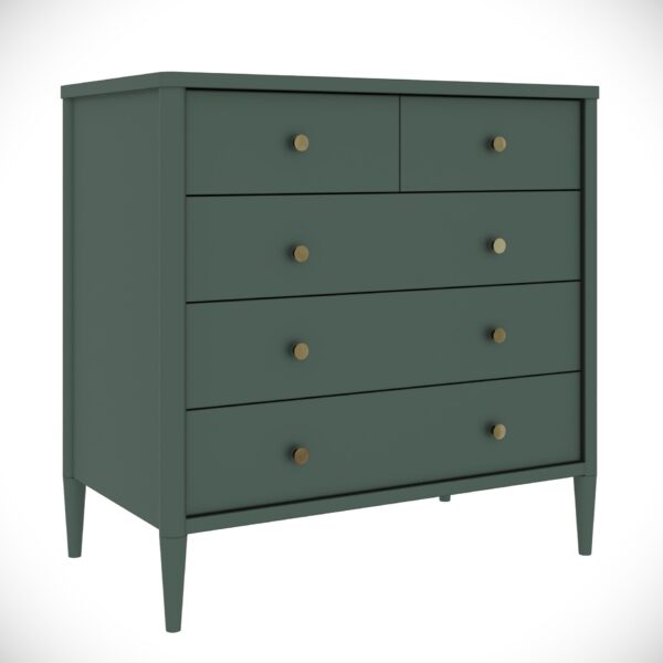 Cômoda Sora 5 gavetas verde pirulito